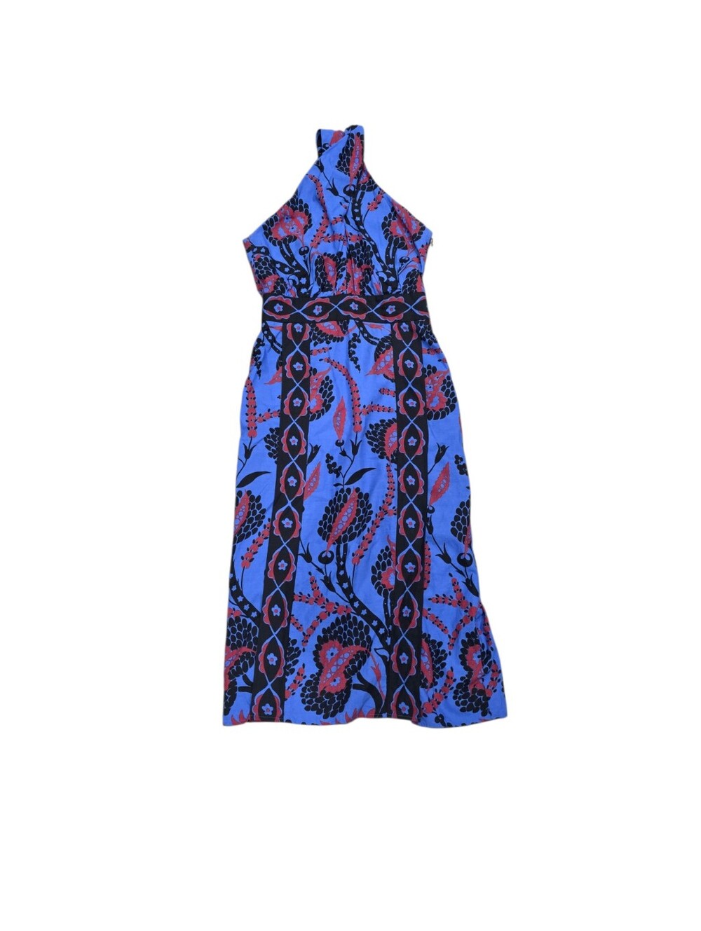 SEZANE JARRED HALTER MIDI DRESS FLORAL ATLA BLUE 36/US4 - Picture 3 of 15